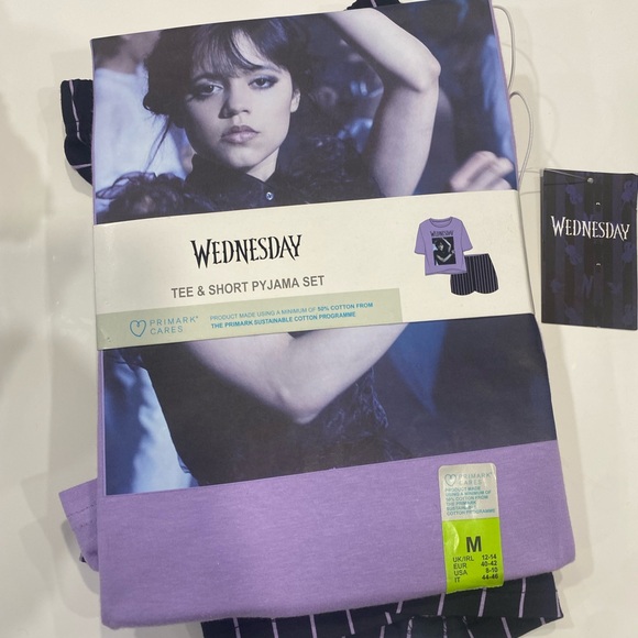 Wednesday Addams Ladies Top & Shorts Pajama Set PJs New Primark Licensed Size M - Picture 1 of 6